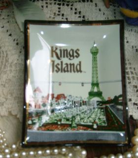Vintage KINGS ISLAND Souvenir ASHTRAY Eiffel TOWER Amusement PARK Ohio