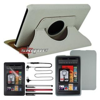 White Accessories Bundle Combo for  Kindle Fire 2nd Gen
