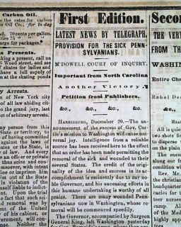Kinston 1862 Pittsburgh PA Civil War Old Newspaper