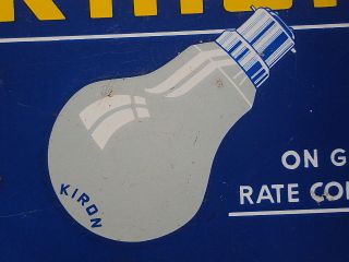 Kiron Bulb Old Porcelain Enamel Sign Board c1940 RARE