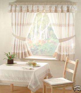 Beige White Kitchen Curtain Set