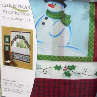 3pc Christmas Kitchen Curtain Tier Swag Set 24 36 New Fast Free USA