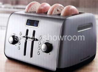 New KitchenAid 4 Slice Toaster Bagel Defrost Reheat Buttons LCD