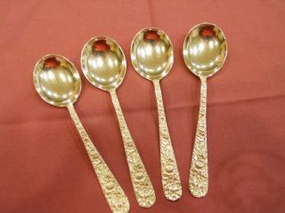 Kirk Son Sterling Silver Repousse Soup Spoons