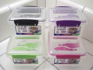 Sistema Klip It Lunch Plus to Go Containers Utensils Included 4 Colors