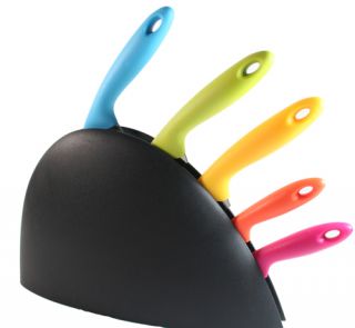 Home Collections™ 6 Piece Knife Block Set 5 Knives w Assorted Colors