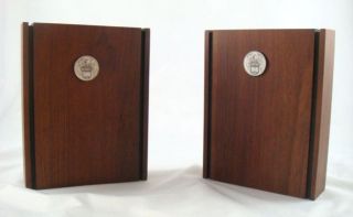 Coat of Arms Seal Wooden Bookends Knight Rooster Hand Shield