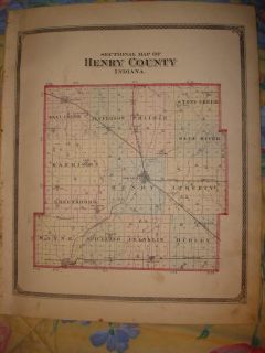 New Castle Knightstown Henry County Indiana Antique Map