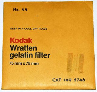 Kodak Wratten 44 Gelatin 75mm Square Filter New