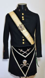 Knights Templar Antique Uniform, Chapeau, Cap, Skull & Bones Apron