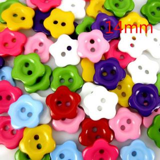 Mixed Flower 2 Holes Resin Sewing Buttons 14mm Dia Knopf Bouton