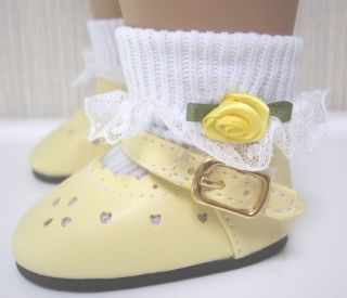 18 inch Doll Clothes Pale Yellow Shoes Rosebud Socks