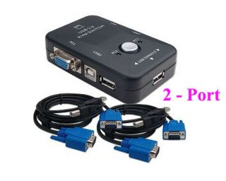 Hot New 2 Port USB 2 0 KVM Switch with 2 Sets of Cables for Connecting