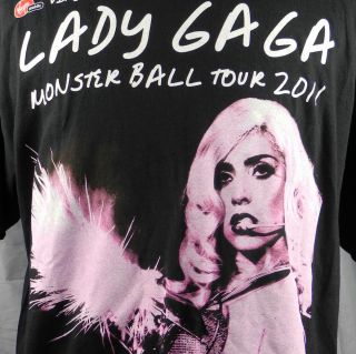 Lady Gaga Monster Ball Tour 2011 T Shirt 2XL XXL Black Virgin Mobile