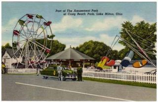 Linen Postcard Amusement Park in Lake Milton Ohio