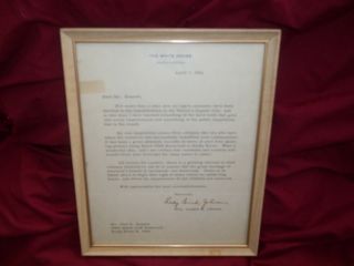 Lady Bird Johnson White House Seal Stamp Authentic Autograph Autopen