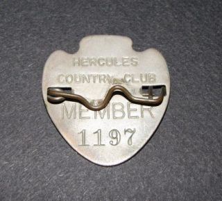 Antique Hercules Country Club Member ID Pin Badge