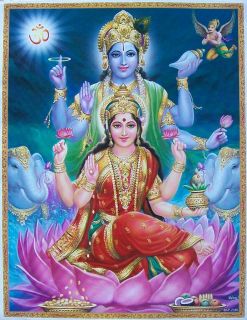Lord Vishnu Devi Lakshmi Laxmi Maa Lovely Poster 9x11 2359
