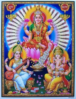 Lakshmi Laxmi Saraswati Maa Lord Ganesha Poster 9x11 4354