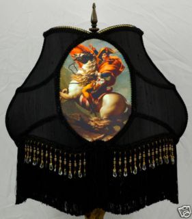 Victorian Lamp Shade Napoleon Black Silk Fabric Beads