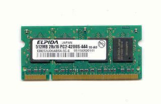 Used Elpida 512MB 2Rx16 PC2 4200S 444 Laptop Memory