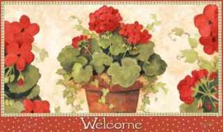 Red Geraniums Welcome Doormat Mat Annie LaPoint