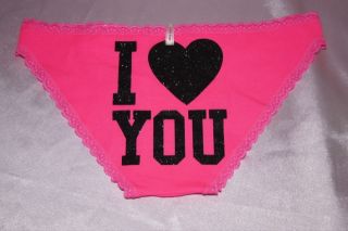 victoria Secret Pink Glitter Sayings Panty Low Rise Bikini