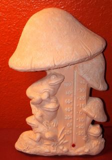 Large Indoor Outdoor Frog Mushroom Thermometer Cute