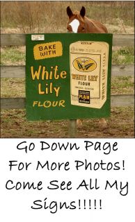 Big Vintage White Lily Flour Baking Powder Double Sided Tin