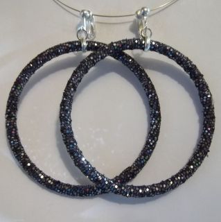 Sequin Non Pierced Large Hoop Earrings J399 Juicebox Jewels USA
