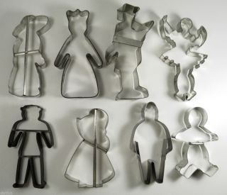 Vintage Large Metal Cookie Cutters People Shapes Excellent Condition