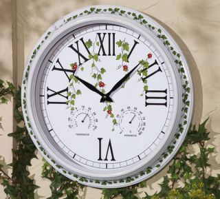 Jumbo Large Ivy Outdoor Garden Clock with Thermometer