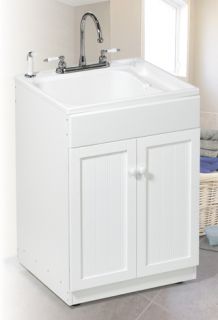 Utility Tub Laundry Sink Slop Tub Cabinet Faucet Set