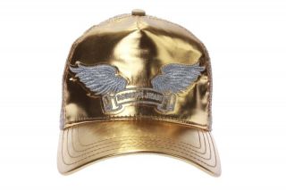 Robins Jeans Hat Gold Patent Leather Snap Back Hat