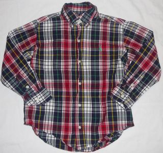 Boys Dress Shirts on Ralph Laure Polo Boy Plaid Dress Shirt Red White Blue Green Sz 5