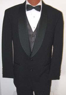 Mens Black Chaps Ralph Lauren 2 Button Shawl Tuxedo Jacket Wedding