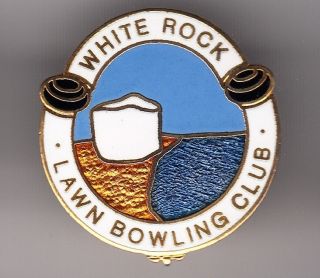 Enameled White Rock Lawn Bowling Club Lapel Hat Pin