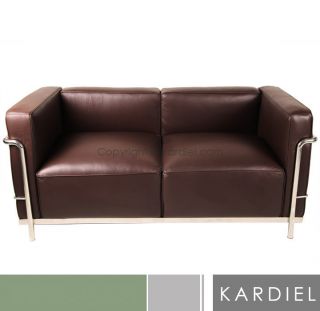 LE CORBUSIER LC3 LOVESEAT Chair Brown Premiun Leather sofa eames