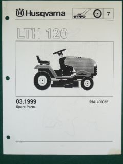 Husqvarna LTH 120 Lawn Tractor Mower Parts List Service Manual