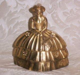 BRASS Bronze Lady Crinoline Victorian HAND DINNER BELL Made in England