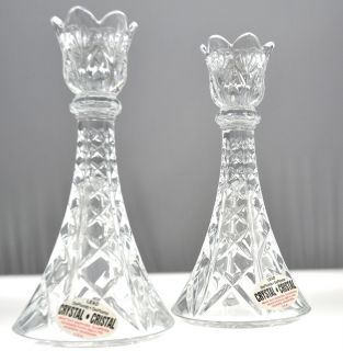 Deplomb Lead Crystal Candle Holders Made in USA 24 Lead Cristal