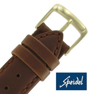 18mm Mens Brown Padded Oiled Leather Watch Band