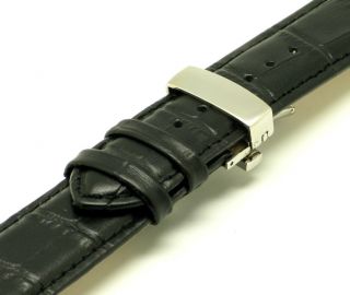 22mm Leather Watch Band Deployment Clasp Fits 22mm Lug