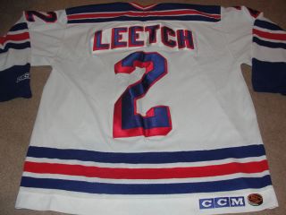 NEW YORK RANGERS BRIAN LEETCH 2 CAPTAIN CCM NHL HOCKEY JERSEY STITCHED