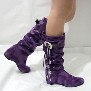 LEM purple Flat comfort slouch Women inside wedge boots x120830p shoes