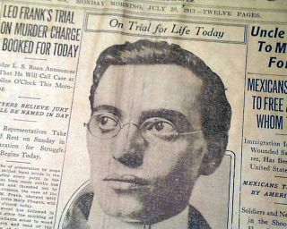 Leo Frank Mary Phagan Murder Trial Start 1913 Newspaper