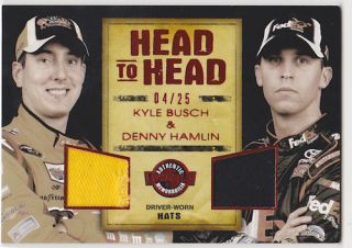 Kyle Busch Denny Hamlin Head Hat Card 4 25 $60 BV 2010