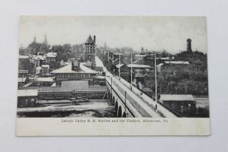 Vintage Lehigh Valley LV Railroad RR Postcard Viaduct Station