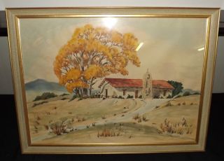 Large Frank Serratoni California Landscape Watercolor