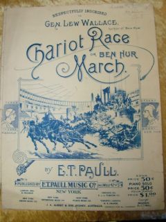 or Ben Hur March Marchgen Lew Wallace E T Paull Sheet Music